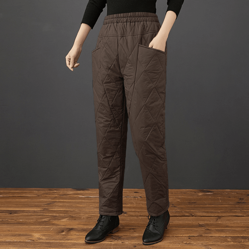 Fashion Casual Harem Cotton Trousers with Diamond Pattern