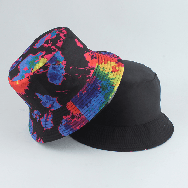 New Style Printed Double-Sided Fisherman Hat Color Tie-Dye Hip-Hop Casual Flat Top Basin Hat