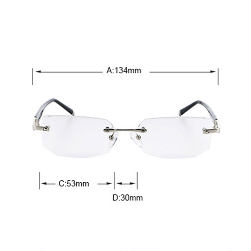 Mens Antifatigue Rectangle Rimless Lightweight Readers Reading Glasses Frameless Presbyopic Glasses