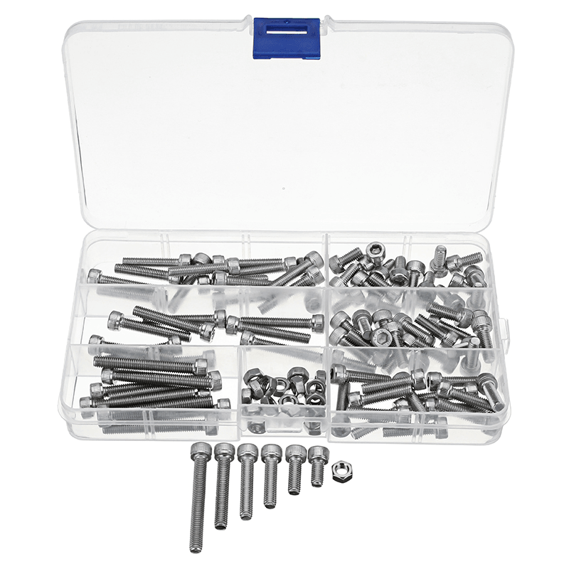 Suleve‚Ñ¢ M5SH3 110Pcs M5 Stainless Steel 10-40Mm Hex Socket Cap Screw Allen Bolt Assortment Kit