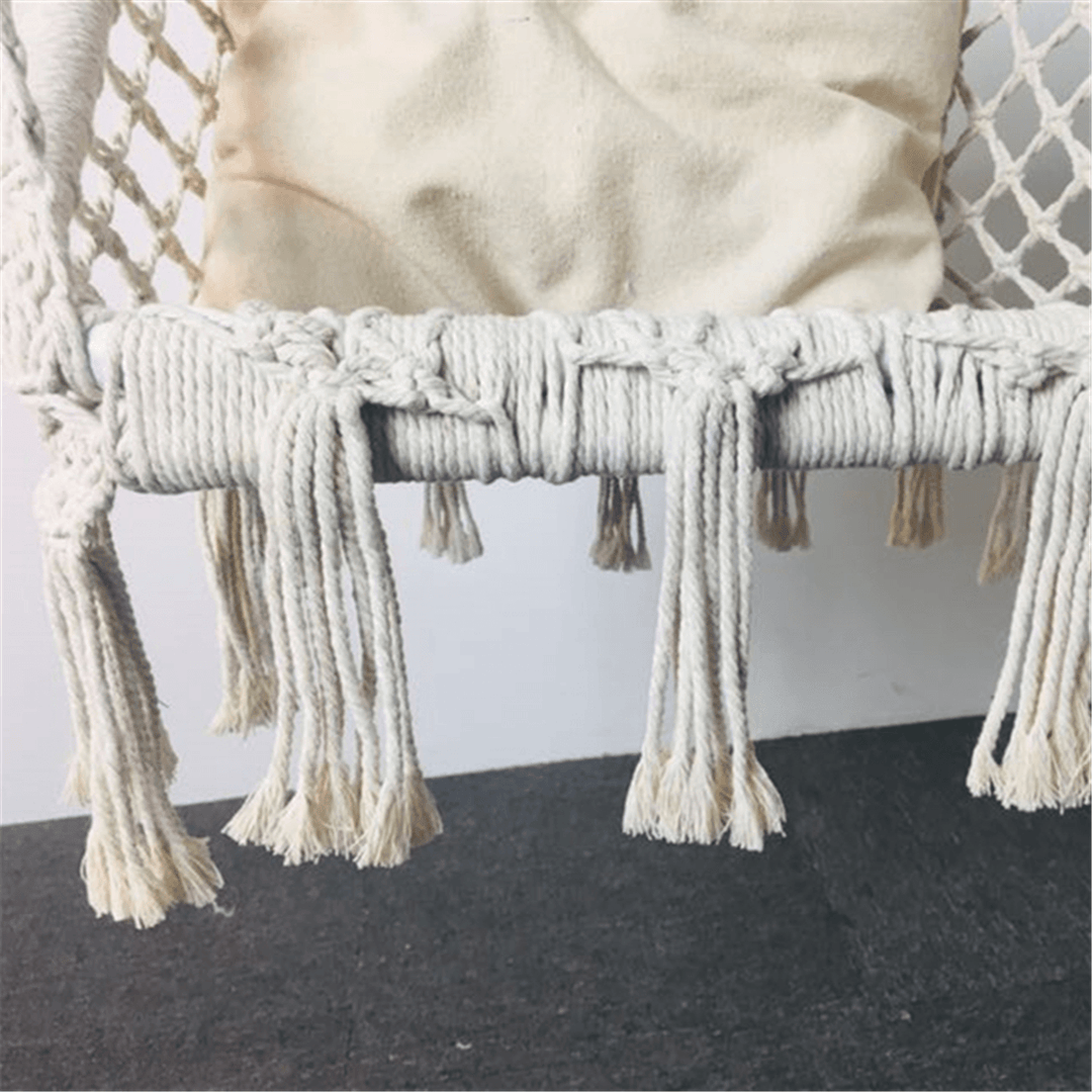 Macrame Hammock Chair Hanging Cotton Seat Rope Hammock Tassel Swing Bed Porch