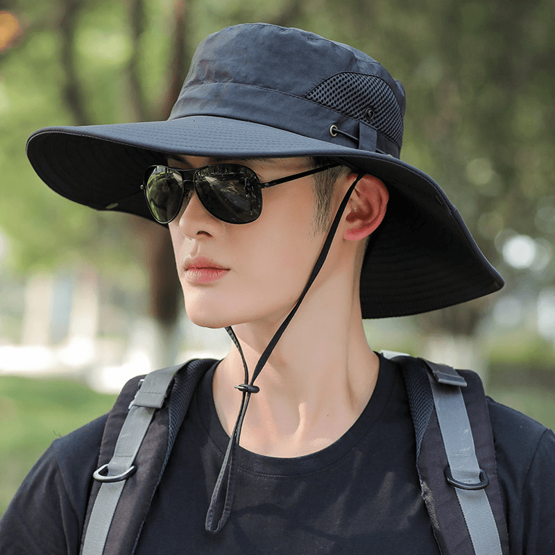 Men'S Big Brim Sun Protection Fishing Fisherman Hat