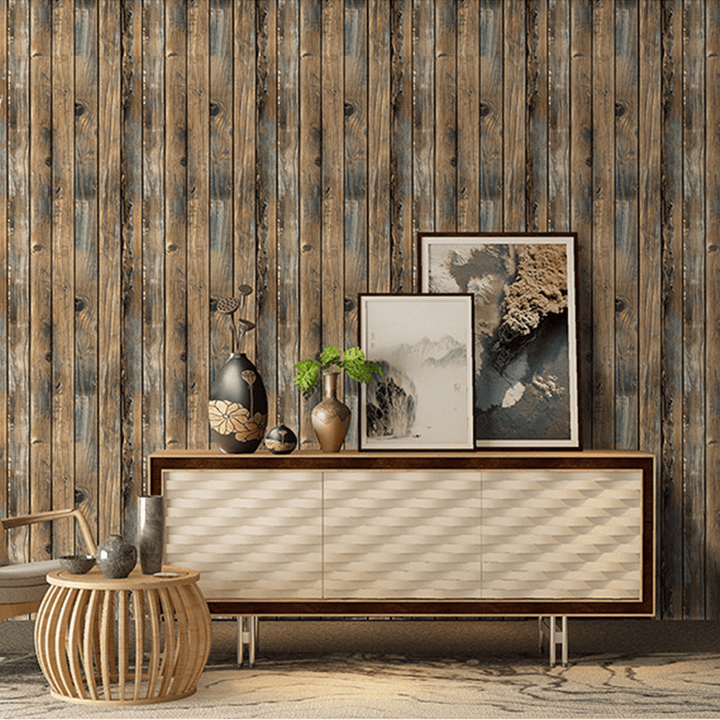 3D Retro Wood Planks Wallpaper Wall Decor Home Indoor Stick Self-Adhesive