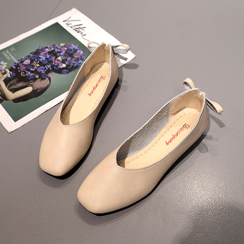 Women Shoes Bowknot Soft Casual Flats - MRSLM