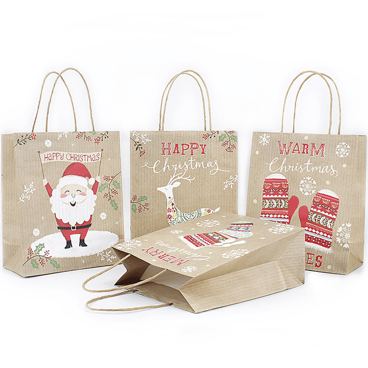 Christmas Kraft Paper Santa Gift Bag Candy Chocolate Cookies Bag Merry Christmas Decorations