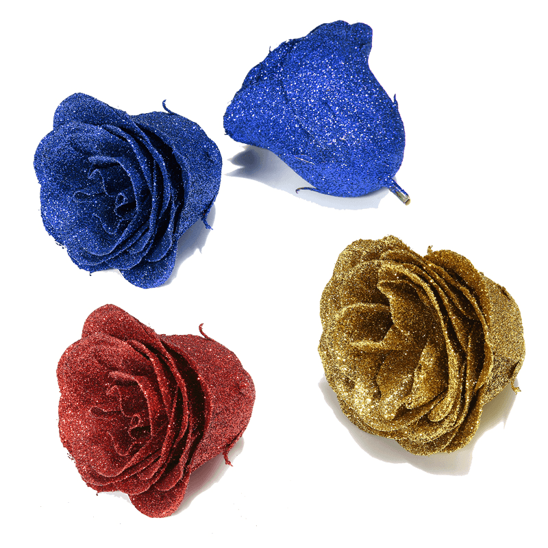 30PCS Artificial Rose Flower Crystal Gold Powder Valentine'S Day Party Gift Decorations