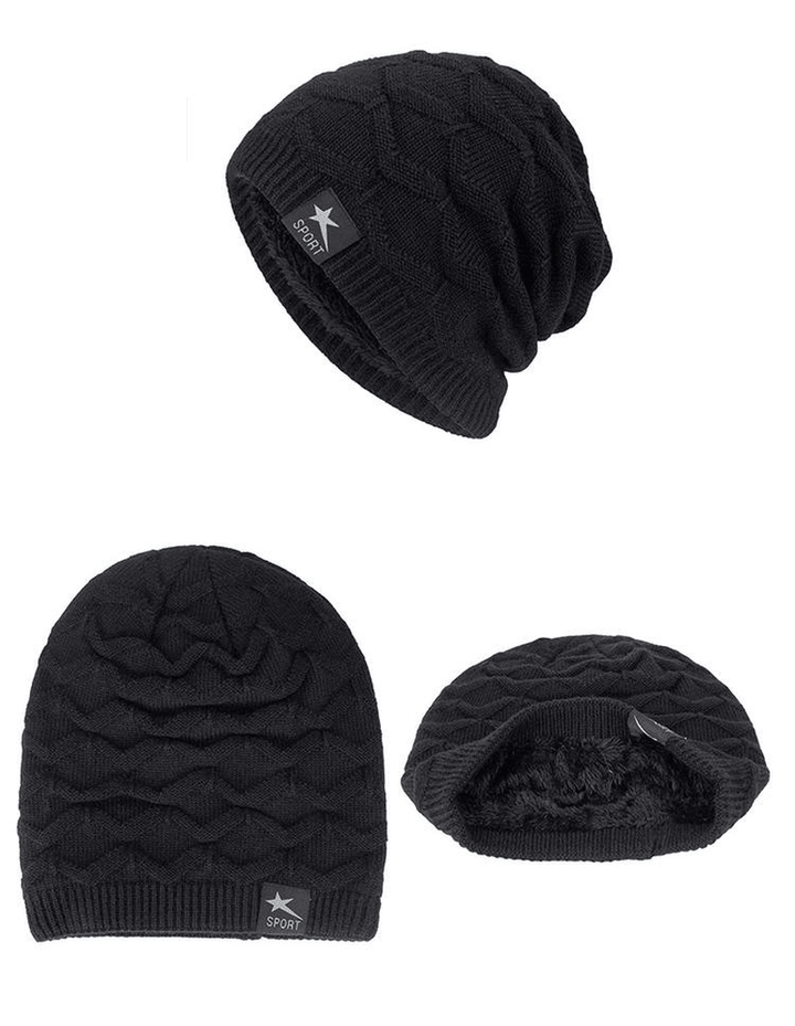 Men'S Knitted Woolen Thick Warm Toe Cap Sports Cap