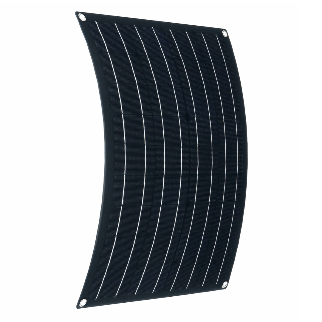 30W Waterproof Solar Panel Matte Texture Car Emergency Charger with 4 Protective Corners Dual USB+DC