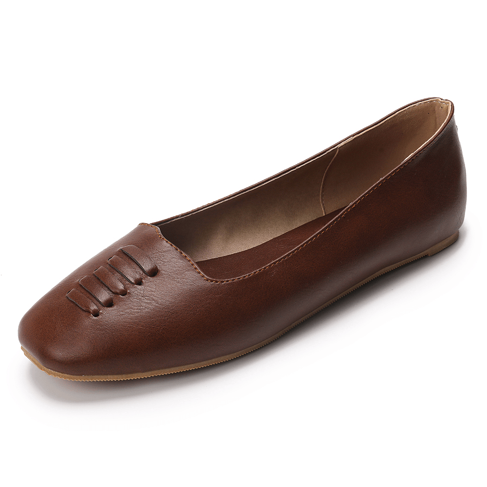 Women Square Toe Comfy Lightweight Slip on Loafers - MRSLM