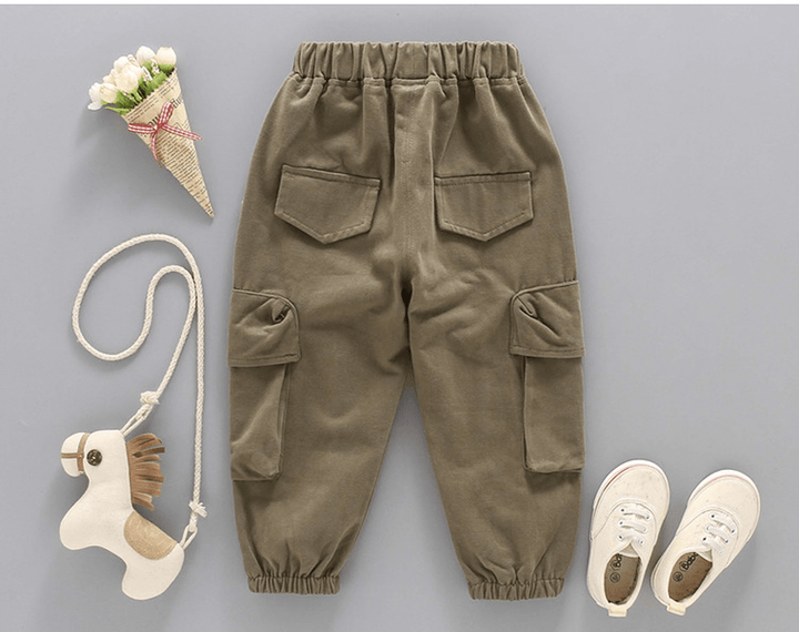 Boys' Pants Children'S and Boys' Spring Solid Color Overalls