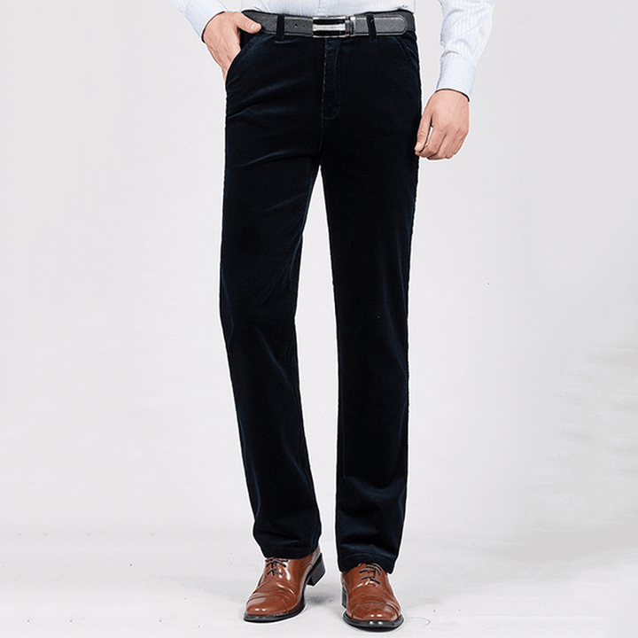 Mens Fall Winter Thick Warm Corduroy Business Straight Pants