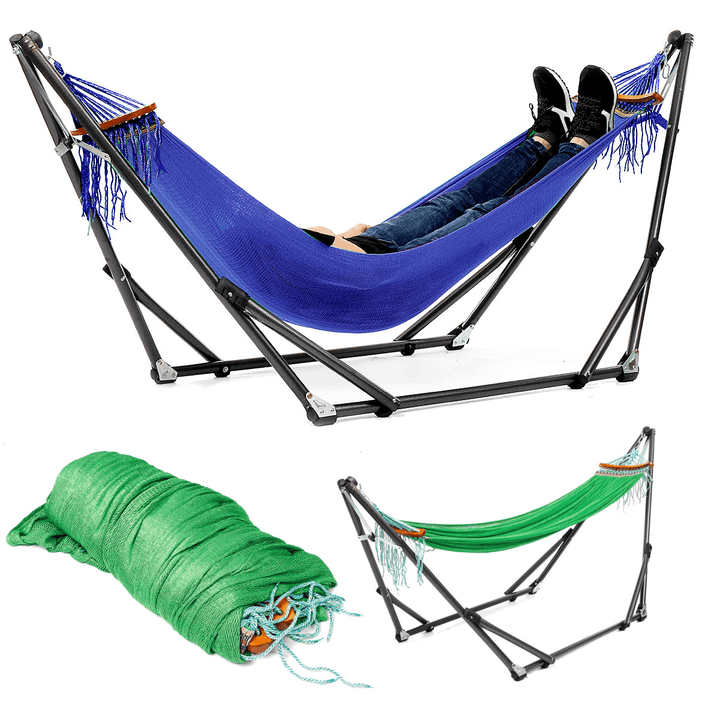 Portable Canvas Hammock Stand Portable Multifunctional Practical Outdoor Garden Swing Hammock Single Hanging Chair Bed Leisure Camping Travel