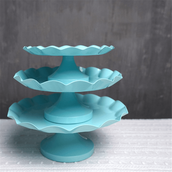 3 Size Blue round Cake Cupcake Stand Pedestal Dessert Holder Wedding Party Decorations