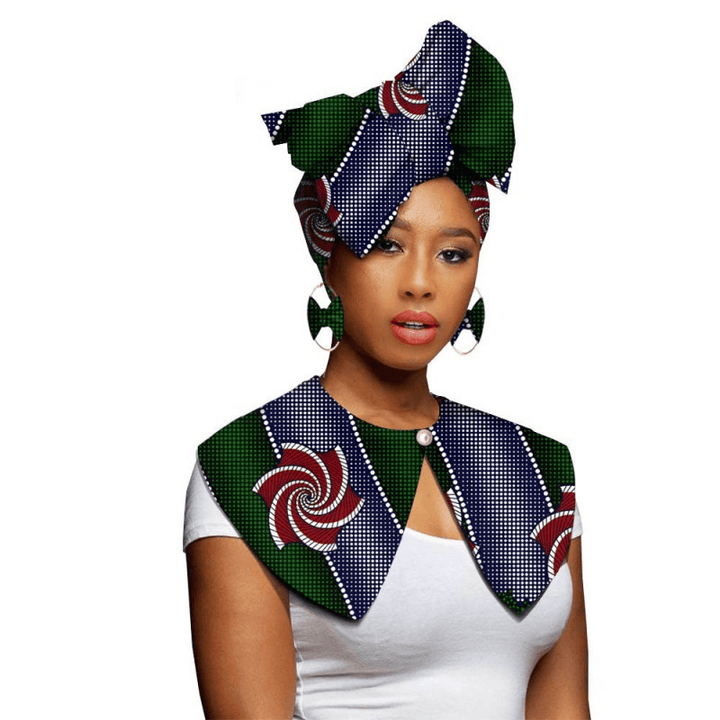 African Printing Batik Cotton Scarf Exaggerated Earrings Shawl African Earrings