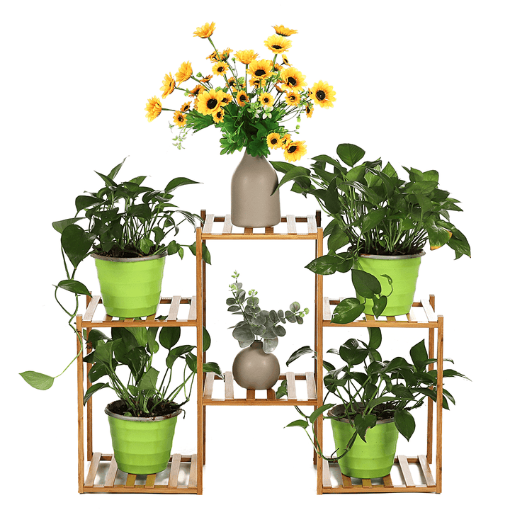 Multi-Layer Plant Shelve Floor-Standing Potted Plant Rack Thicken Batten Breathable Material for Garden Sets - MRSLM