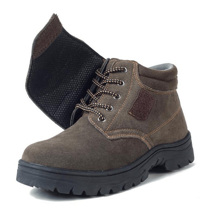 Men Cowhide Suede Non Slip Soft Sole Toe Protected Casual Safety Working Boots