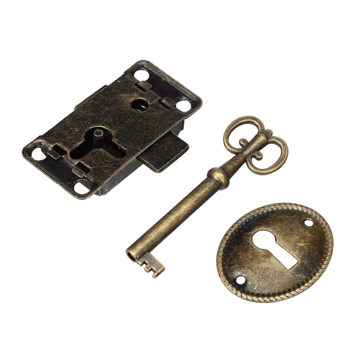 Cabinet Door Lock Set Key Antique Jewelry Makeup Case Furniture Door Drawer Lock