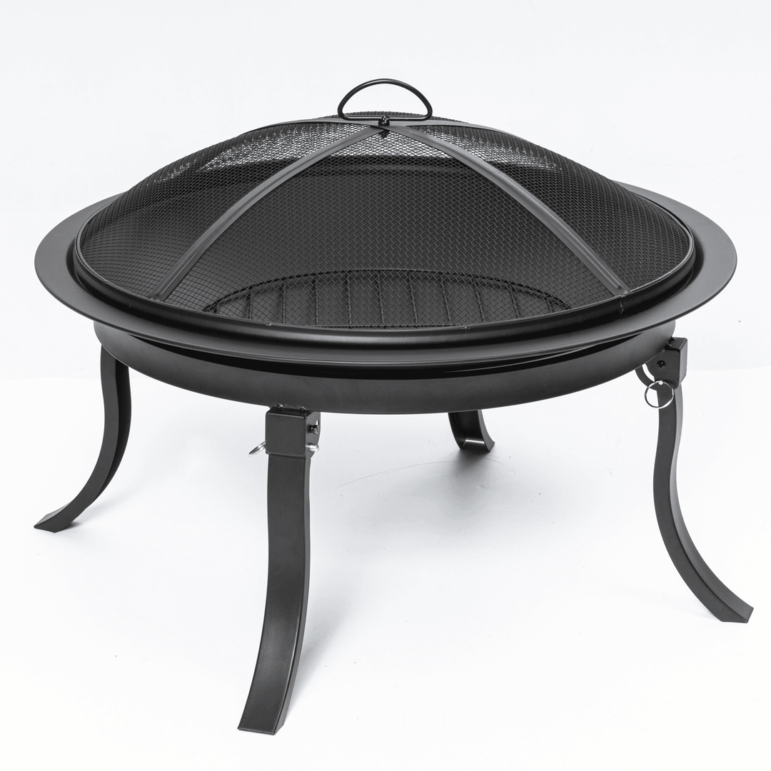 Kingso 24Inch Portable Fire Pits with 4 Foldable Legs Wood Burning Firepit Steel BBQ Grill Fire Bowl for Outdoor Camping Patio Backyard Garden