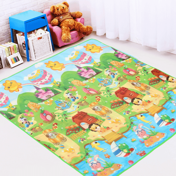 2X1.8M Kids Waterproof Foldable Play Mat Rug Cushion Crawling Mat Outdoor/Indoor Game Animal Kingdom Pattern Carpet