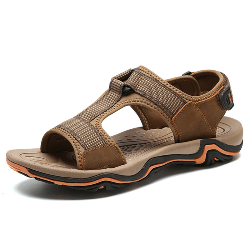 Men Open Toe Hook Loop Wear Resistance Outsole Breathable Sandals Shoes