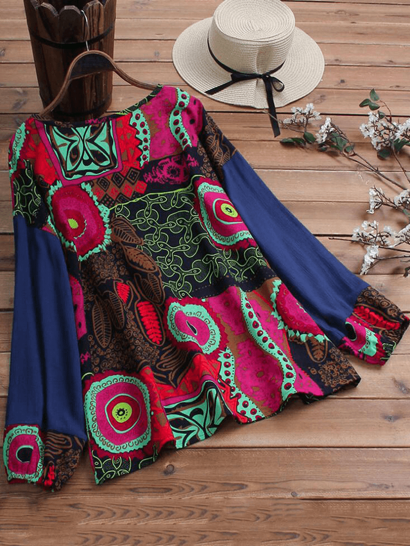 Ethnic Women Patchwork Floral Blouse - MRSLM