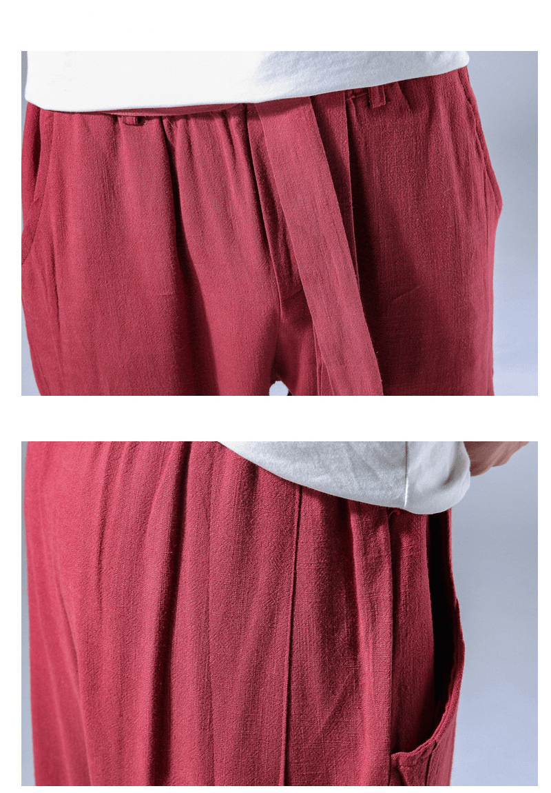 Linen Pants Chinese Style Casual Loose Large Size Harem Pants