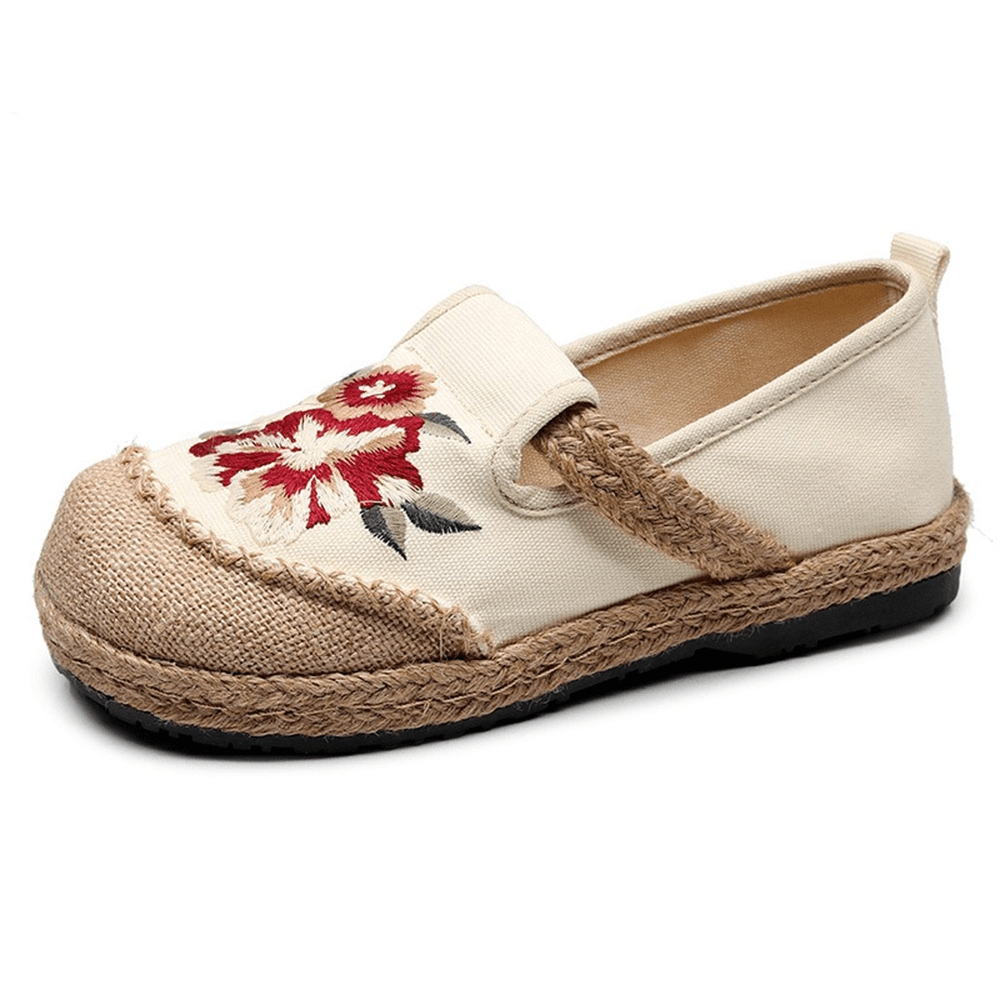 Women Old Peking Flowers Embroidery Casual Espadrille Loafers - MRSLM