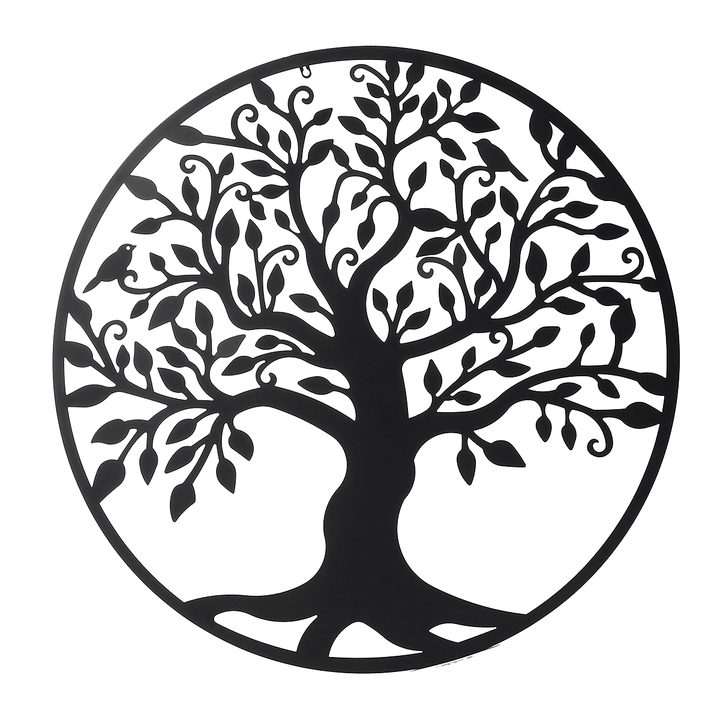 39In Black Tree of Life Metal Hanging Wall Art round Sculpture Home Garden Decoration