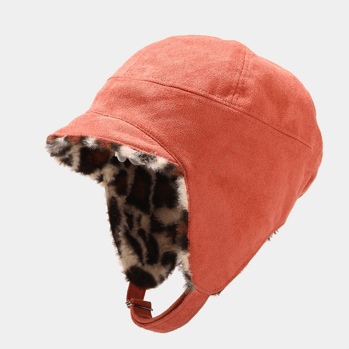 Suede Leopard Print Lei Feng Hat Warm Cycling Anti-Cold Ear Protection