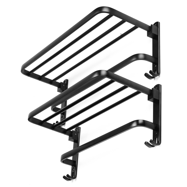 Folding Towel Holder Double Bath Shelves Towel Rail Bathroom Fixed Accessories