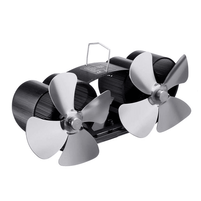 Ipree¬Æ 8 Blades Twin Head Fireplace Fan Wood Burner Fan Circulating Eco Heat Powered Wood Stove Fan