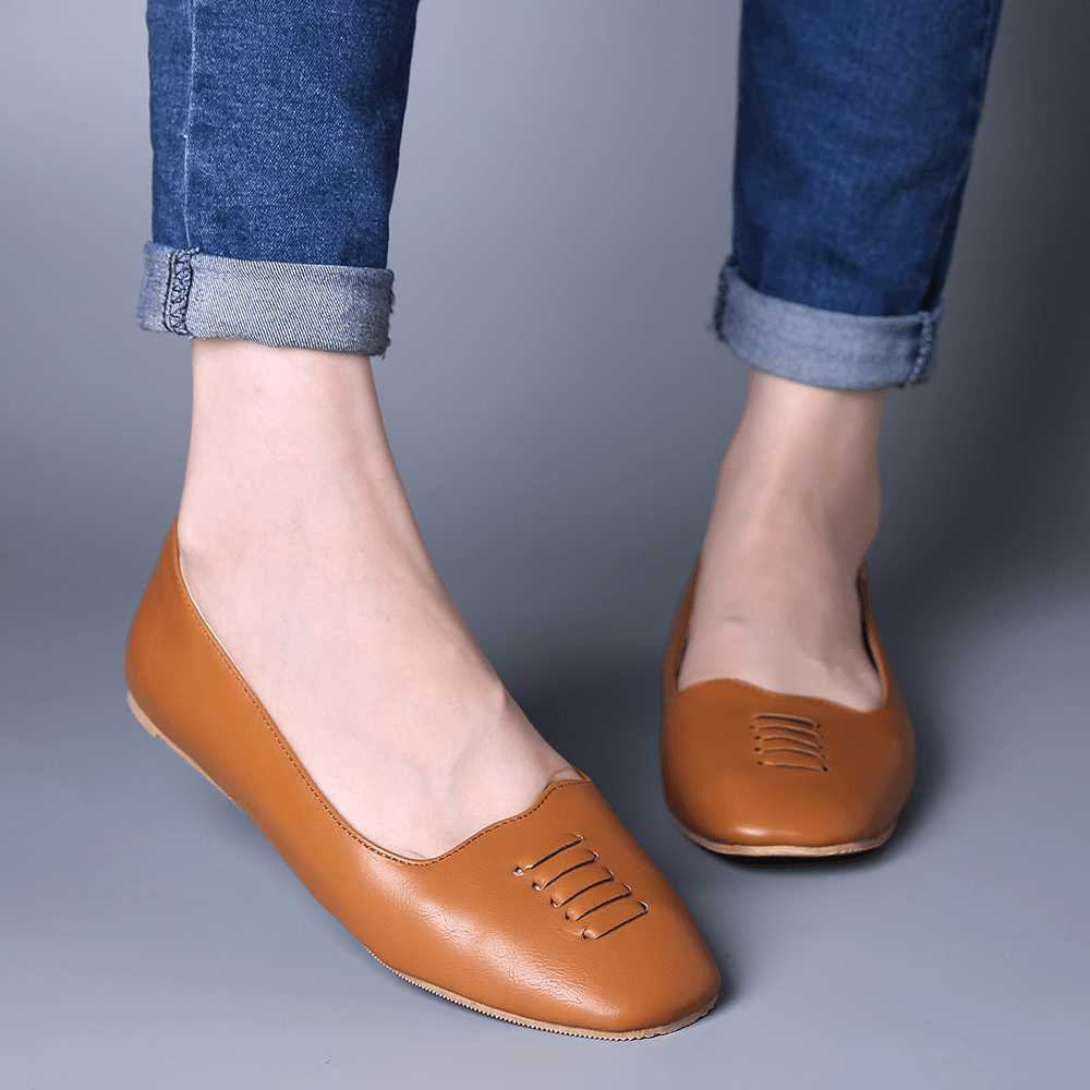 Women Square Toe Comfy Lightweight Slip on Loafers