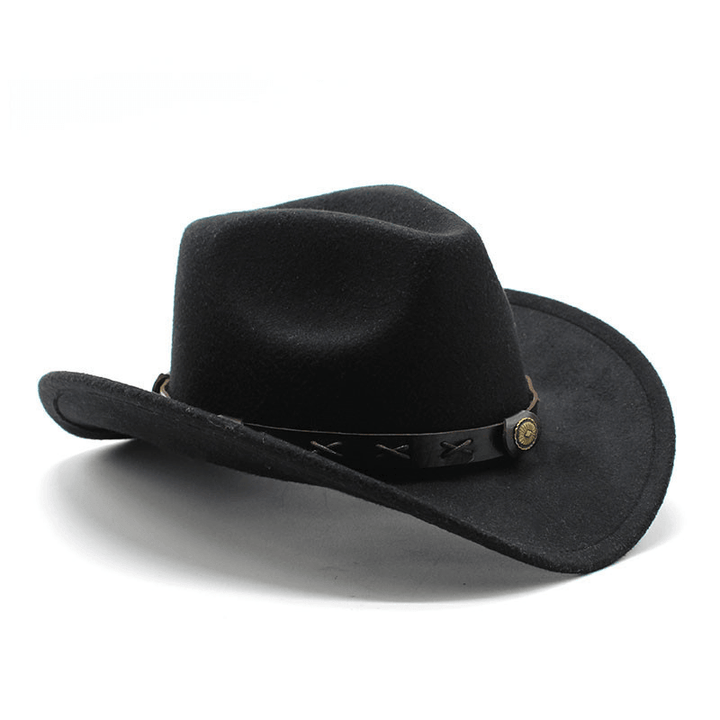 European and American Style Western Cowboy Hat Cross-Border Autumn and Winter Woolen Jazz Hat