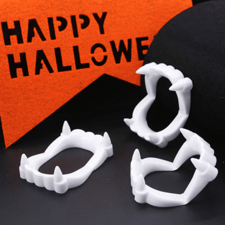 10Pcs Halloween Vampire Teeth Party Decoration for Kids Plastic False Vampire Teeth Costume Halloween Theme Toy Supplies