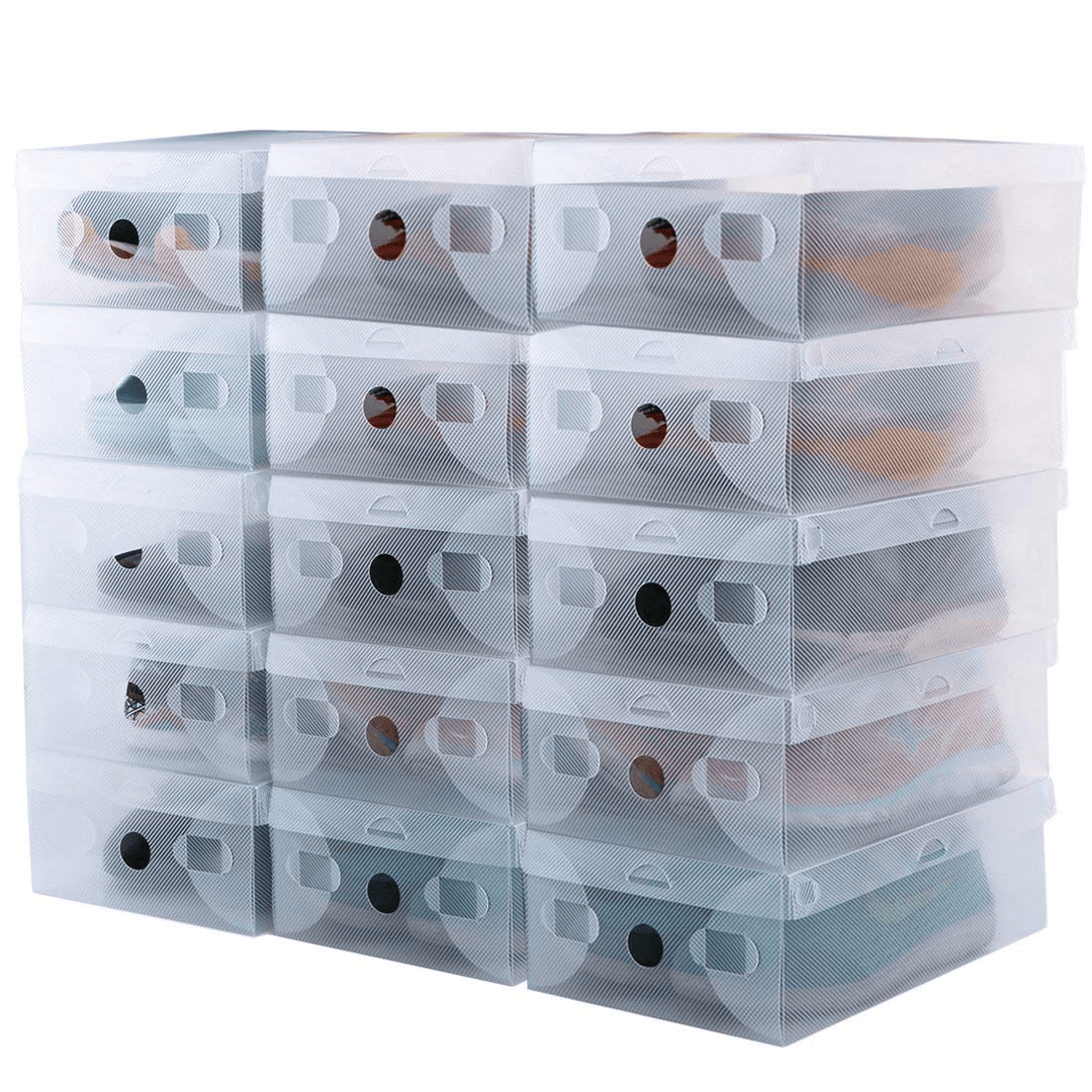 Transparent Plastic Shoe Storage Box Stackable Tidy Display Organizer Single Box