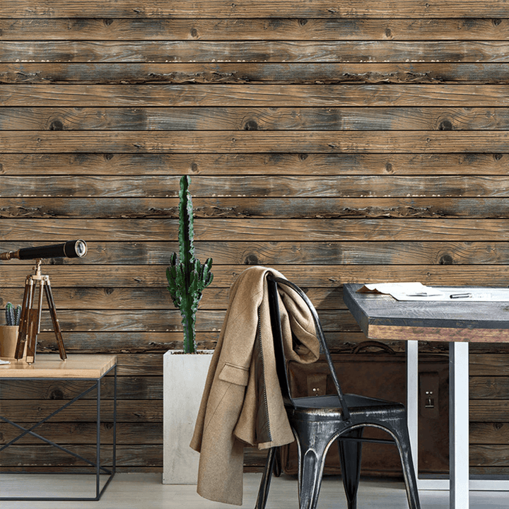 3D Retro Wood Planks Wallpaper Wall Decor Home Indoor Stick Self-Adhesive