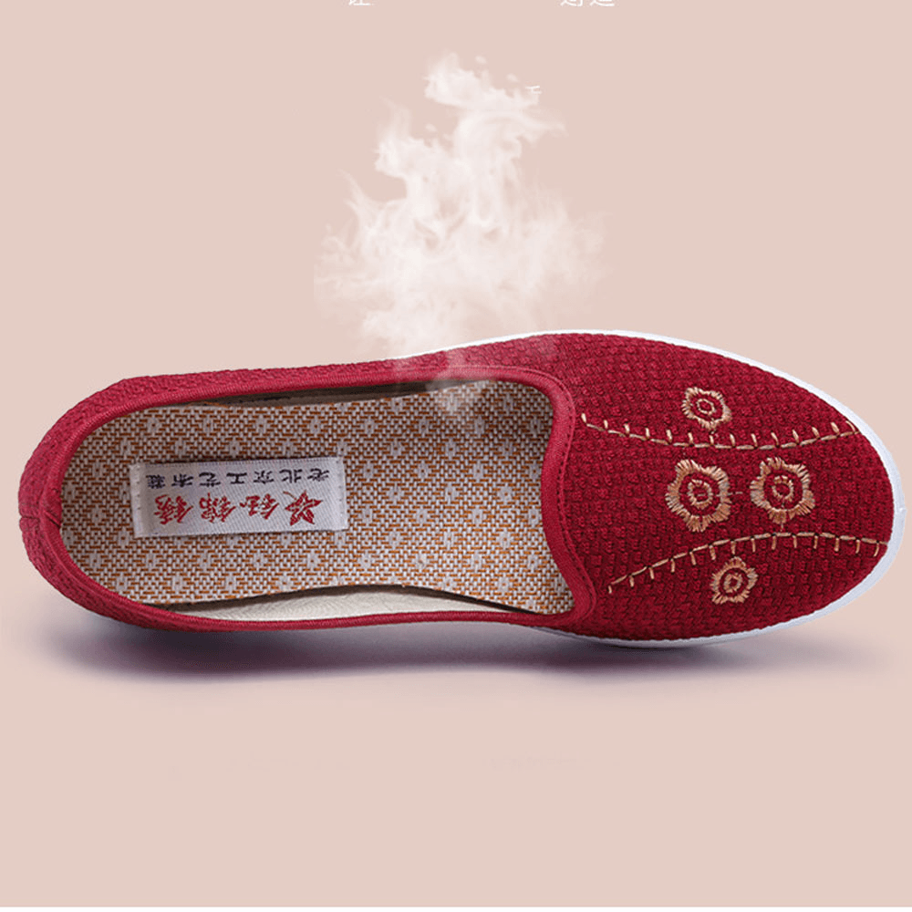 Women Embroidery Comfy Breathable Casual Shallow Slip on Flat Loafers