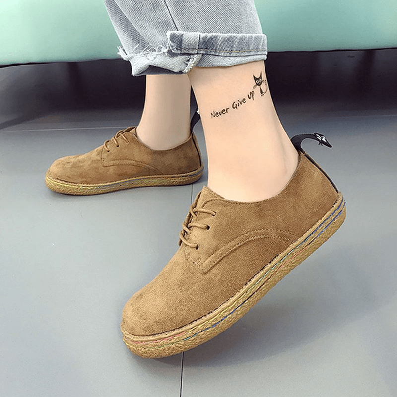 US Size 5-11 Women Lace up Casual round Toe Comfortable Flat Loafers