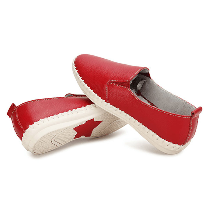 Women Spring Casual Flat Shoes Slip on Loafers Soft Bottom Leather Flat Shoes