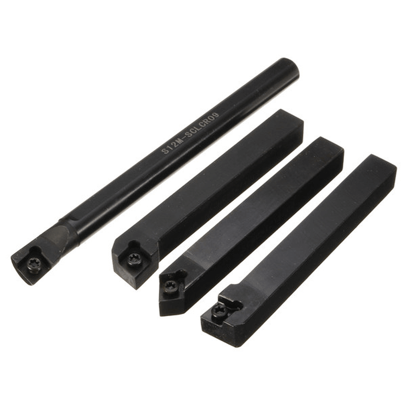 4Pcs SCLCR 12Mm Lathe Index Boring Bar Turning Tool Holder with 4Pcs CCMT 09T3 Inserts