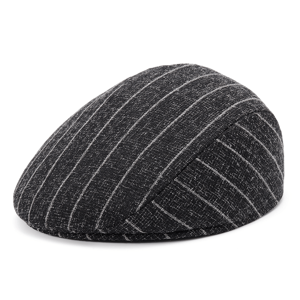 S/M/L Stripe Dad Casual Middle-Aged Beret Hat Comfortable Linen Old Man Forward Caps