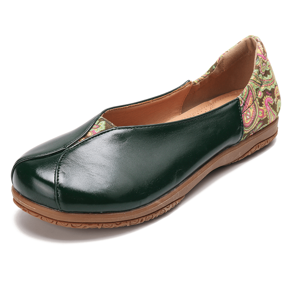 Women Splicing Pattern Slip Resistant Casual Flat Loafers - MRSLM