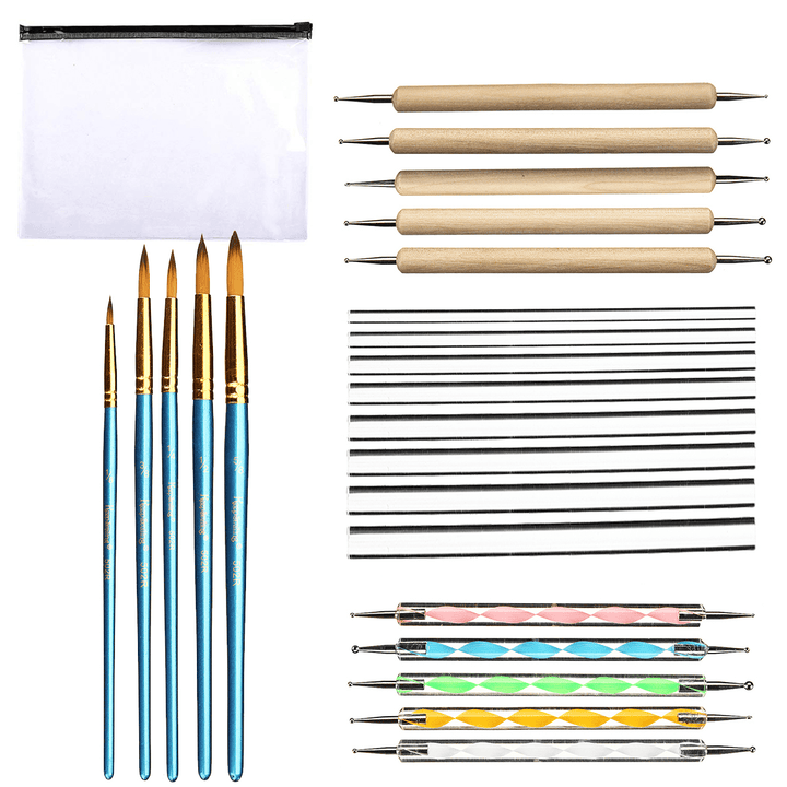 24Pcs Mandala Dotting Tools Rock Painting Kit Dot Nail Art Pen Paint Stencil