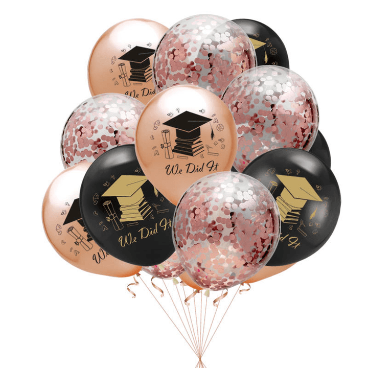 10Pcs Graduation Balloons Gold Silver Black Latex Balloon