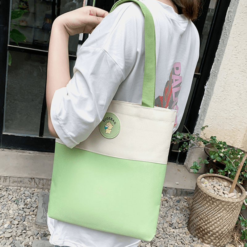 4 PCS Canvas Preppy Multifunction Combination Bag Tote Large Capacity Backpack Crossbody Clutch Wallet