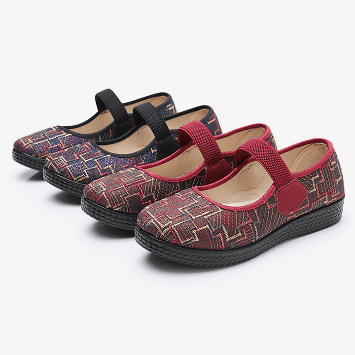 Women Old Peking Cloth Elastic Slip on Resistant Loafers