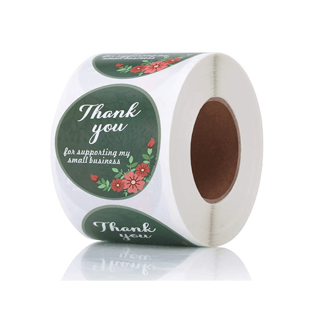 500Pcs/Roll 25Mm Thank You round Sticker Wedding Flower Gift Self-Adhesive Label - MRSLM