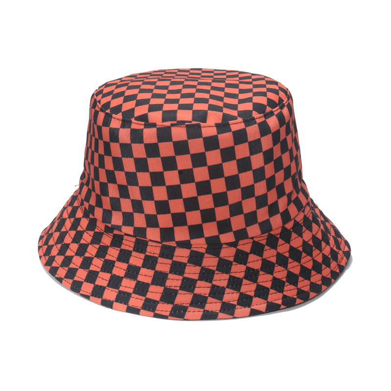 Fashion Personality Black and White Checkerboard Plaid Fisherman Hat