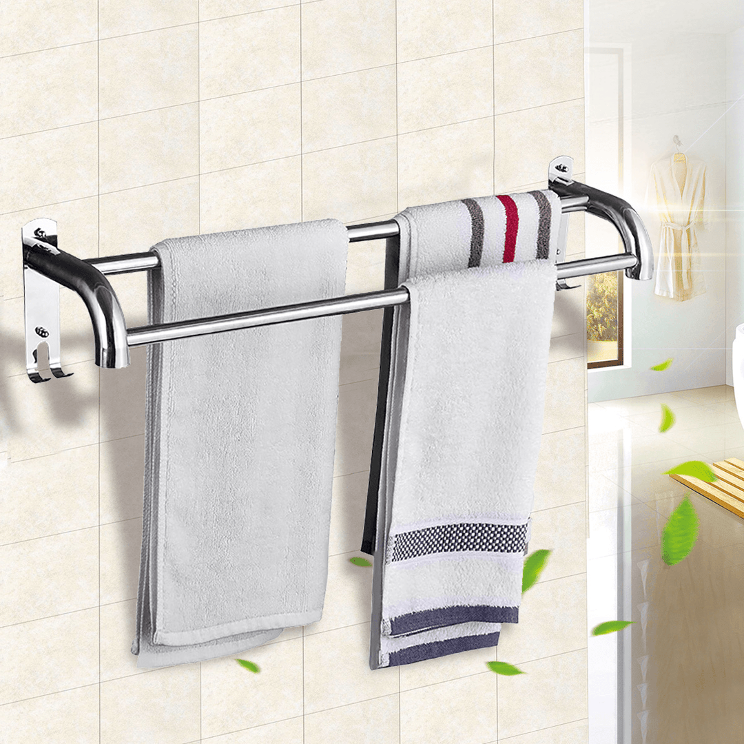 50Cm Stainless Steel Bath Shelf Wall Mounted Towel Rail Rack Single Double Shelf for Bathroom Storage