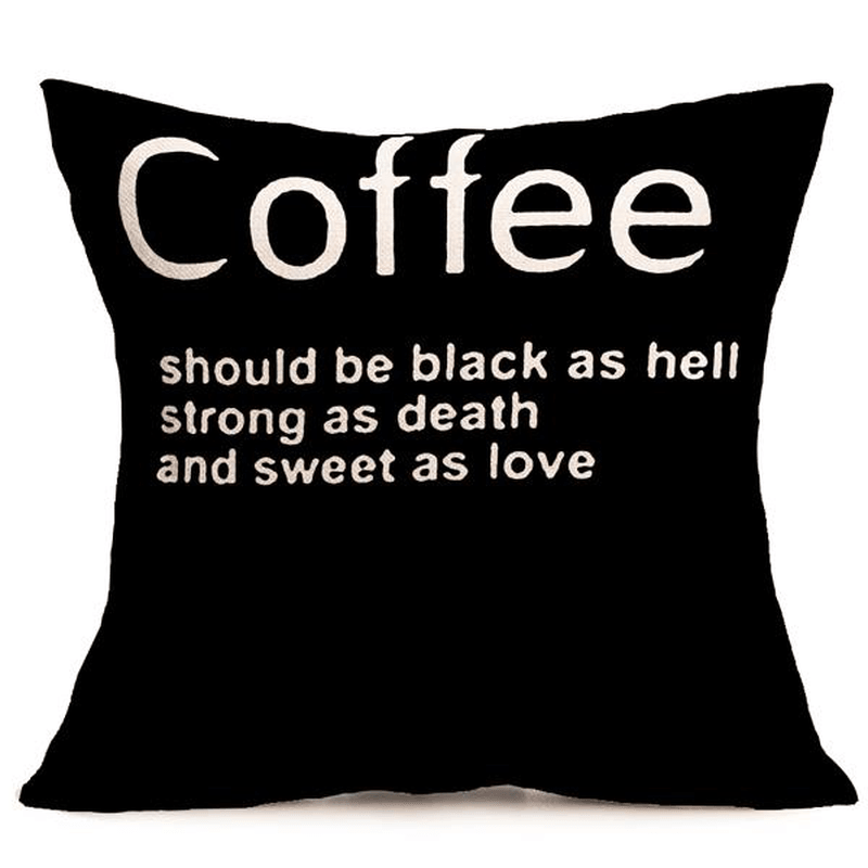 43X43Cm Black English Letter Fashion Cotton Linen Pillow Case Home Sofa Seat Bed Car Cushion Decor